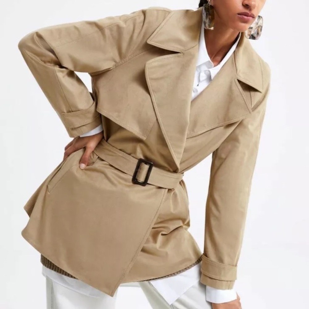 New Zara microfibre suede belted trench coat